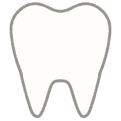 a stylized drawing a tooth with a dark grey outline.